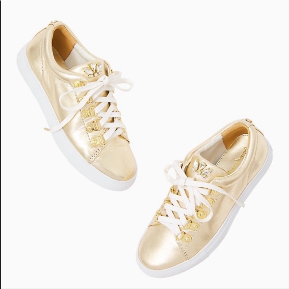Lilly Pulitzer Hallie Gold Sneaker Size 9